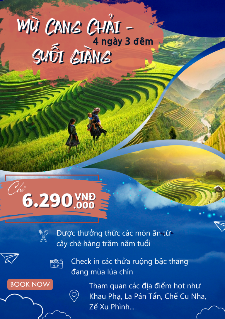 4 NGÀY 3 ĐÊM TẠI MÙ CANG CHẢI – SUỐI GIÀNG CHỈ 6.XXX